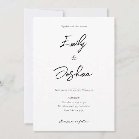 Invitation Élégant Mariage de collection de photos de script (Devant)