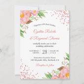 Invitation Élégant Mariage de Confetti Floral Rose Rose Resso (Devant)