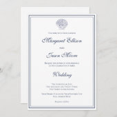 Invitation Élégant Mariage de coque bleu foncé (Devant / Derrière)