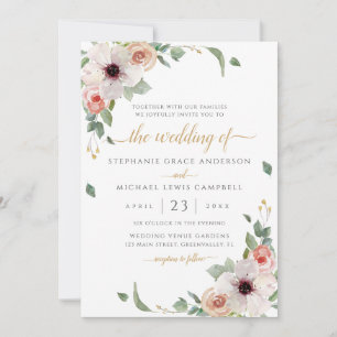 Invitation Elégant Mariage de couleur rose