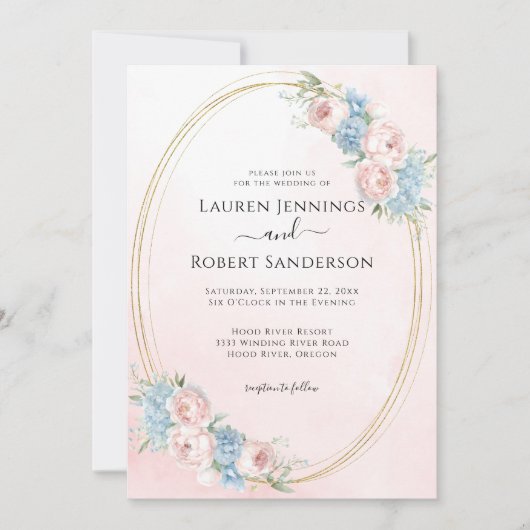 Invitation Elégant Mariage de couleur rose (Devant)