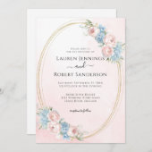 Invitation Elégant Mariage de couleur rose (Devant / Derrière)