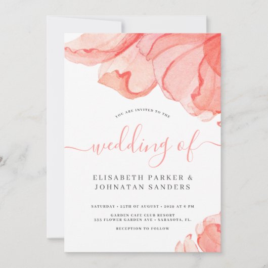 Invitation Elégant mariage de couleur rose vif moderne (Devant)