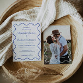 Invitation Elégant Mariage de courbe ondulée avec photo