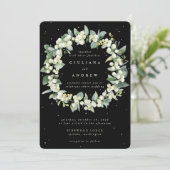 Invitation Elégant Mariage de courge Black Snowberry+Eucalypt (Debout devant)