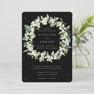 Invitation Elégant Mariage de courge Black Snowberry+Eucalypt