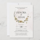 Invitation Élégant Mariage de couronne de fleurs séchées (Devant)