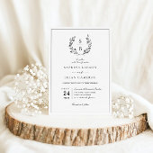 Invitation Élégant Mariage de couronne de monogramme