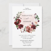 Invitation Élégant Mariage de couronne florale Broussaillée B (Devant)