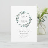 Invitation Elégant Mariage de couronnes Eucalyptus (Debout devant)