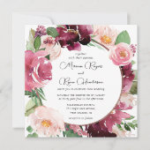 Invitation Élégant Mariage de couronnes florales rose de Bour (Devant)