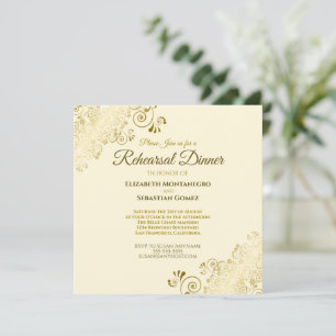 Invitation Élégant Mariage de crème dorée Dîner de répétition