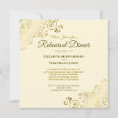Invitation Élégant Mariage de crème dorée Dîner de répétition (Devant)
