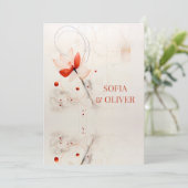 Invitation Elégant Mariage de crème et de pavots rouges (Debout devant)