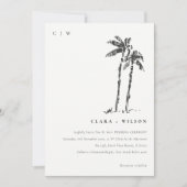 Invitation Élégant Mariage de croquis de palmier côtier tropi (Devant)