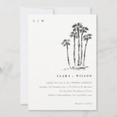 Invitation Élégant Mariage de croquis de palmier côtier tropi (Devant)