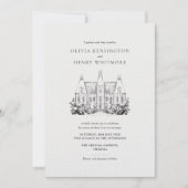 Invitation Élégant Mariage de croquis du Château (Devant)