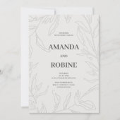 Invitation Élégant Mariage de croquis floraux (Devant)