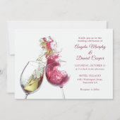 Invitation Élégant Mariage de danse du vin rouge et blanc (Devant)