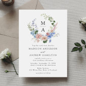 Invitation Elégant Mariage de de couronnes florales romantiq