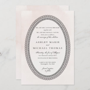 Invitation Élégant Mariage de dentelle de couleur blanche et 