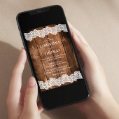 Invitation Élégant Mariage de dentelle en bois rustique