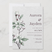 Invitation Élégant mariage de dentelle fleurie à la menthe bl (Devant)