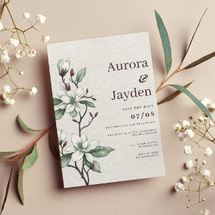 Invitation Élégant mariage de dentelle fleurie à la menthe bl