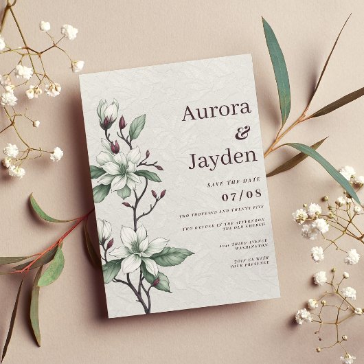 Invitation Élégant mariage de dentelle fleurie à la menthe bl