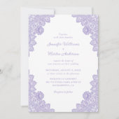 Invitation Élégant Mariage de dentelle violette (Devant)