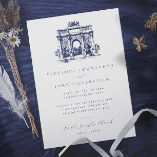 Invitation Elégant Mariage de dessin Arc Vintage de Triomphe