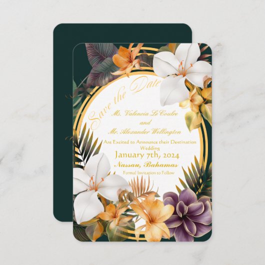 Invitation Élégant mariage de destination tropicale Enregistr (Devant / Derrière)