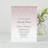 Invitation Élégant Mariage de diamants Roses Dusty (Debout devant)