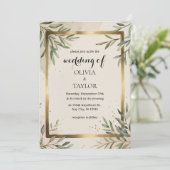 Invitation Elégant Mariage de feuillage aquarelle (Debout devant)