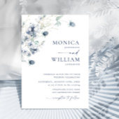 Invitation Élégant Mariage de feuillage d'hiver Dusty Blue Bo
