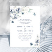 Invitation Élégant Mariage de feuillage d'hiver Dusty Blue Bo