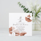 Invitation Élégant Mariage de feuillage en terre cuite Ginkgo (Debout devant)