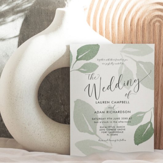 Invitation Élégant Mariage de feuillage vert Sage moderne