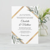 Invitation Élégant Mariage de feuille botanique de verdure or (Debout devant)