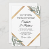 Invitation Élégant Mariage de feuille botanique de verdure or (Devant / Derrière)