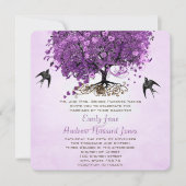 Invitation Élégant Mariage de feuille de coeur rose violet (Devant)