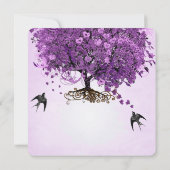 Invitation Élégant Mariage de feuille de coeur rose violet (Dos)