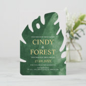 Invitation Élégant Mariage de feuille de Monstera verte tropi (Debout devant)