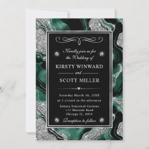 Invitation Élégant mariage de feuille de vert et paillettes d