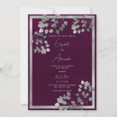 Invitation Élégant mariage de feuille d'eucalyptus argenté bo (Devant)