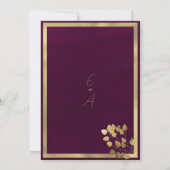 Invitation Élégant mariage de feuille d'eucalyptus en or bord (Dos)