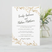 Invitation Élégant Mariage de feuille d'or moderne (Debout devant)