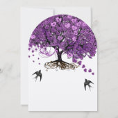 Invitation Élégant Mariage de feuilles d'arbre de coeur pourp (Dos)