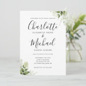 Invitation Élégant mariage de feuilles de verdure de script d (Debout devant)