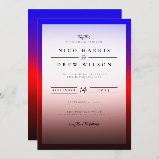 Invitation Élégant Mariage de fierté polyamoire (Devant / Derrière)